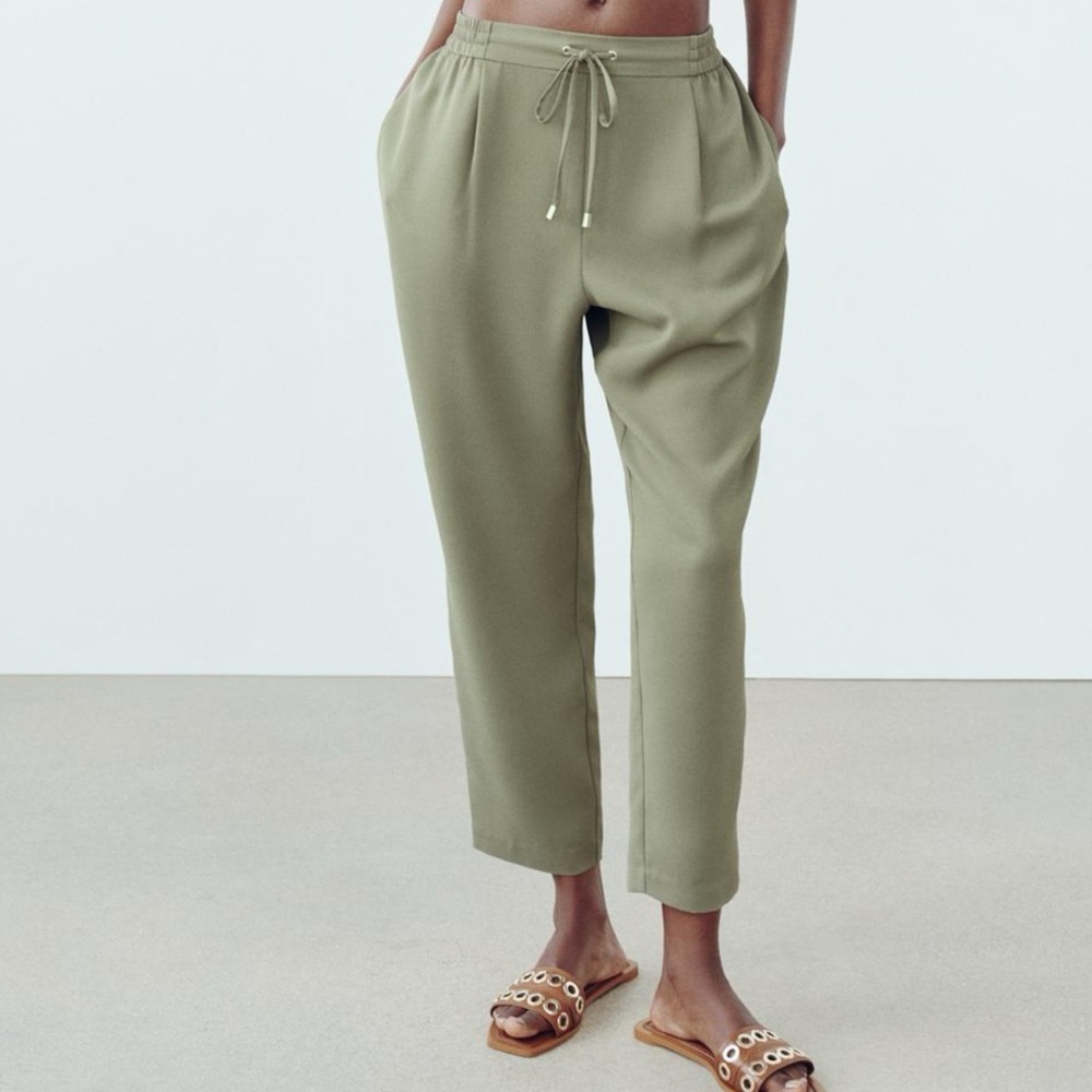Green flowy ankle pants